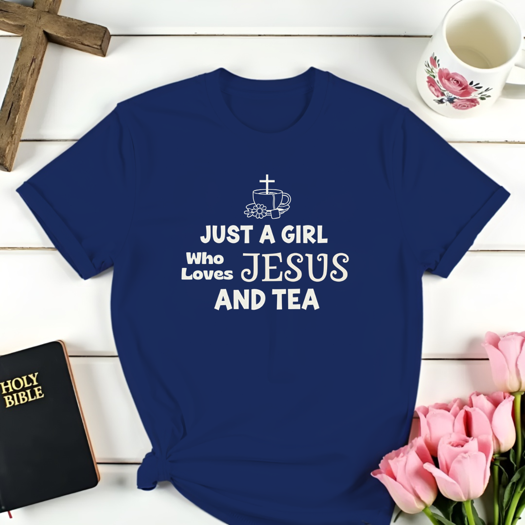 Girl Loving Jesus And Tea T-Shirt