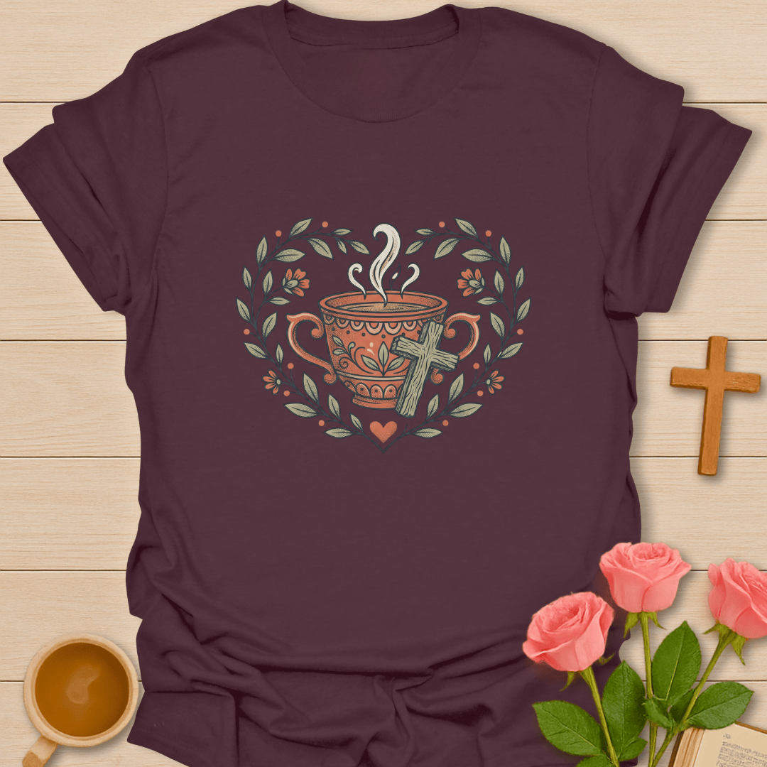 Faith & Tea Floral Heart T-Shirt