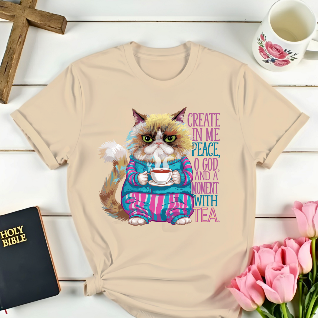 Peaceful Cat Tea T-Shirt