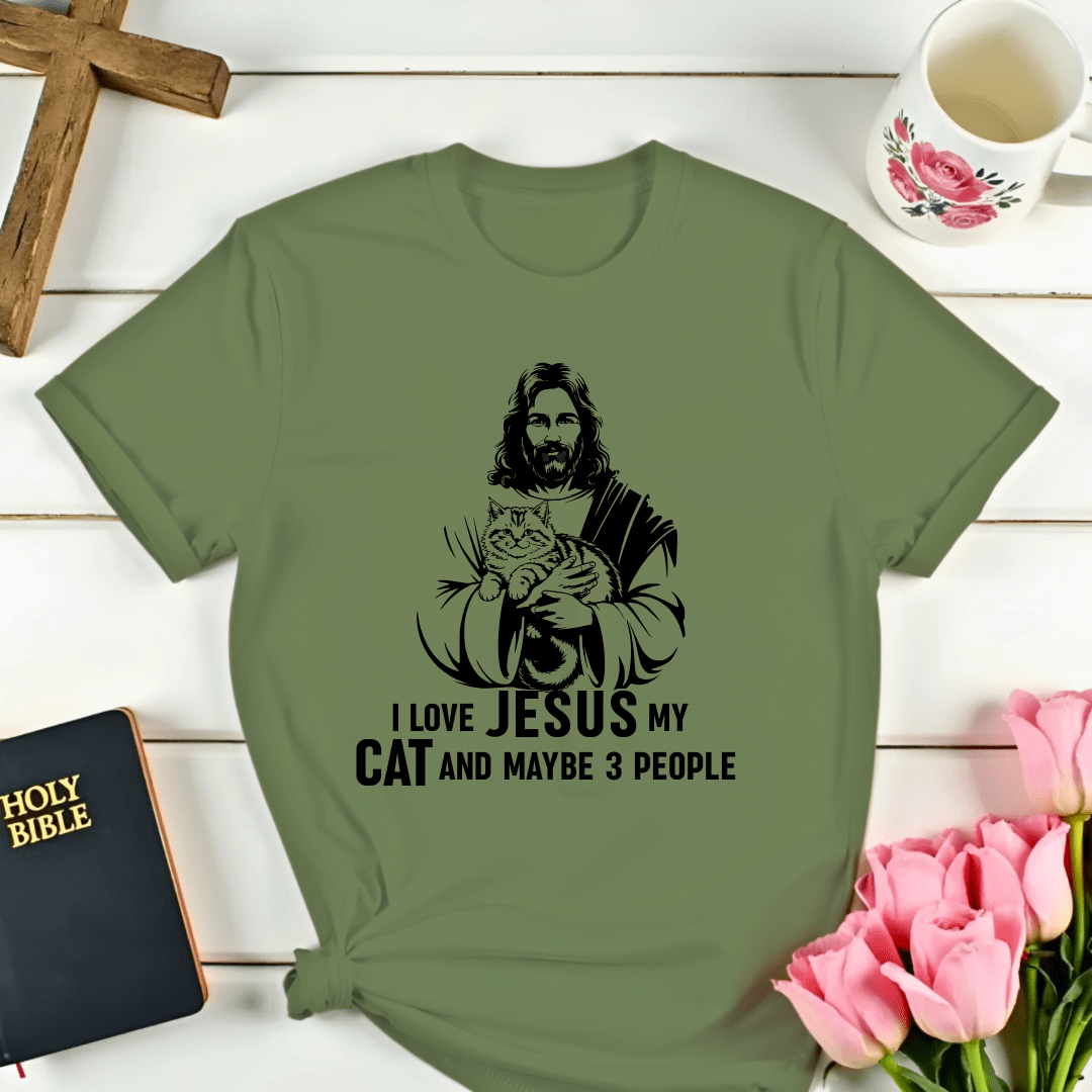Jesus, Cat And Maybe 3 People T-Shirt