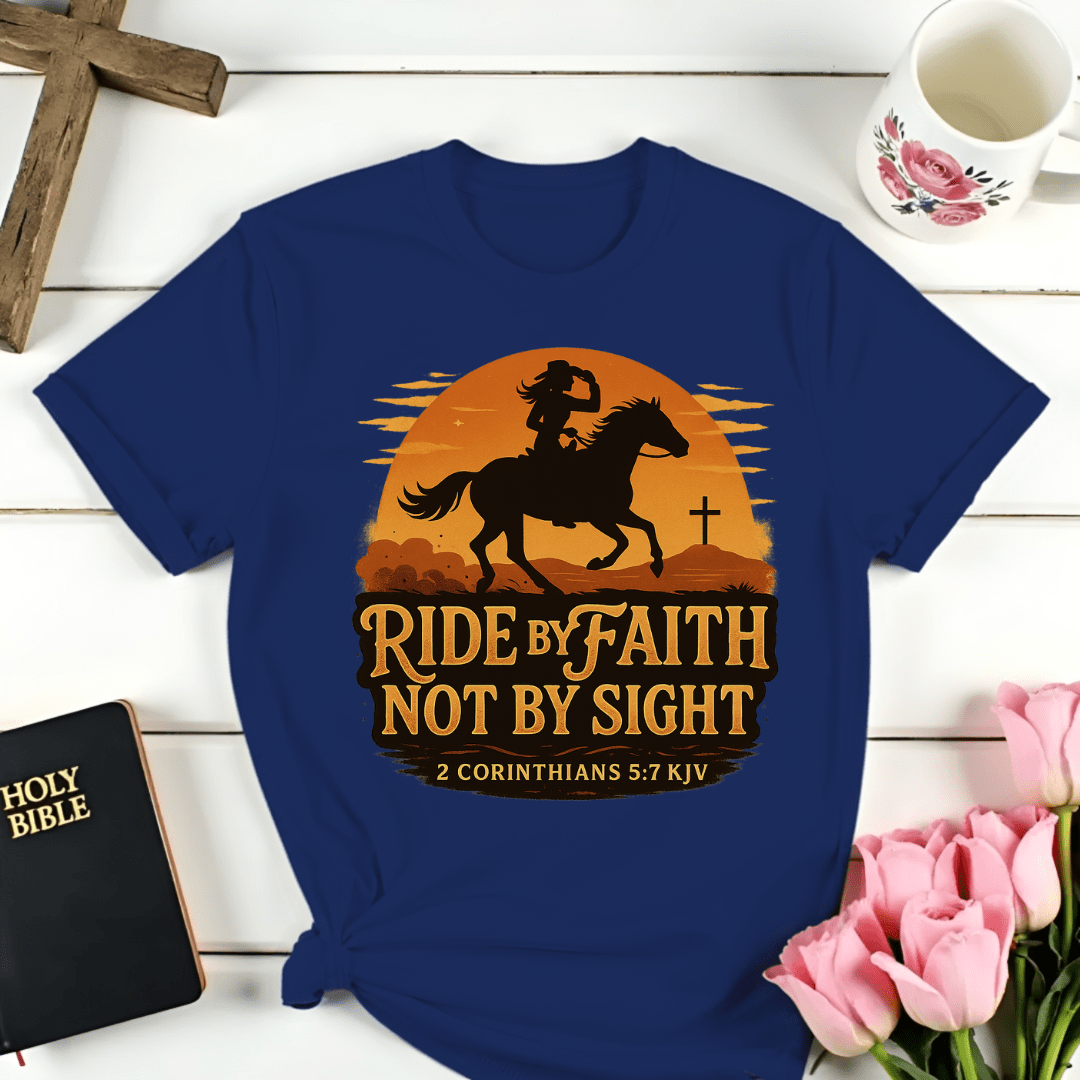 Cowgirl: Ride By Faith T-Shirt - Kozzy Co