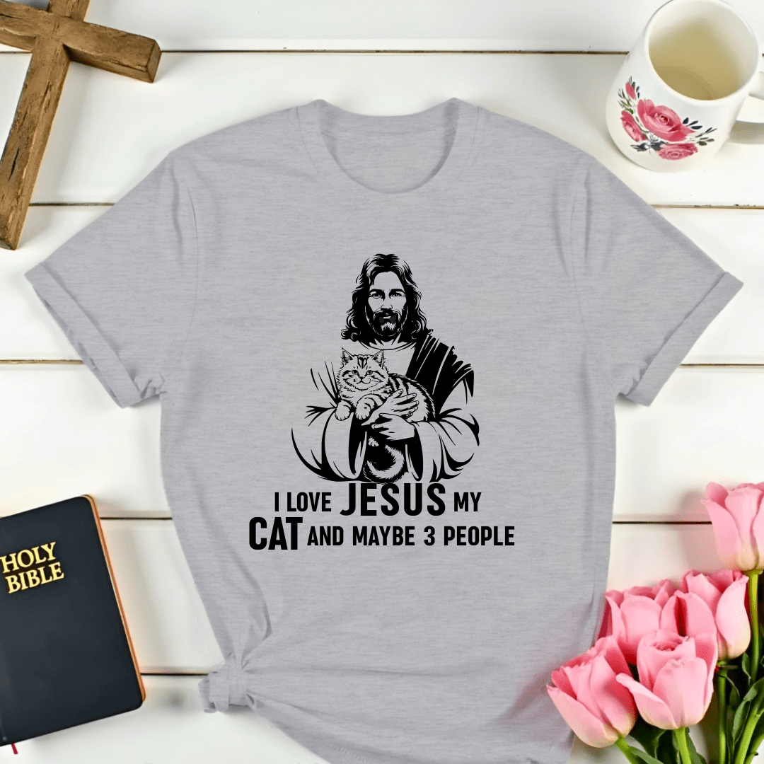 Jesus, Cat And Maybe 3 People T-Shirt