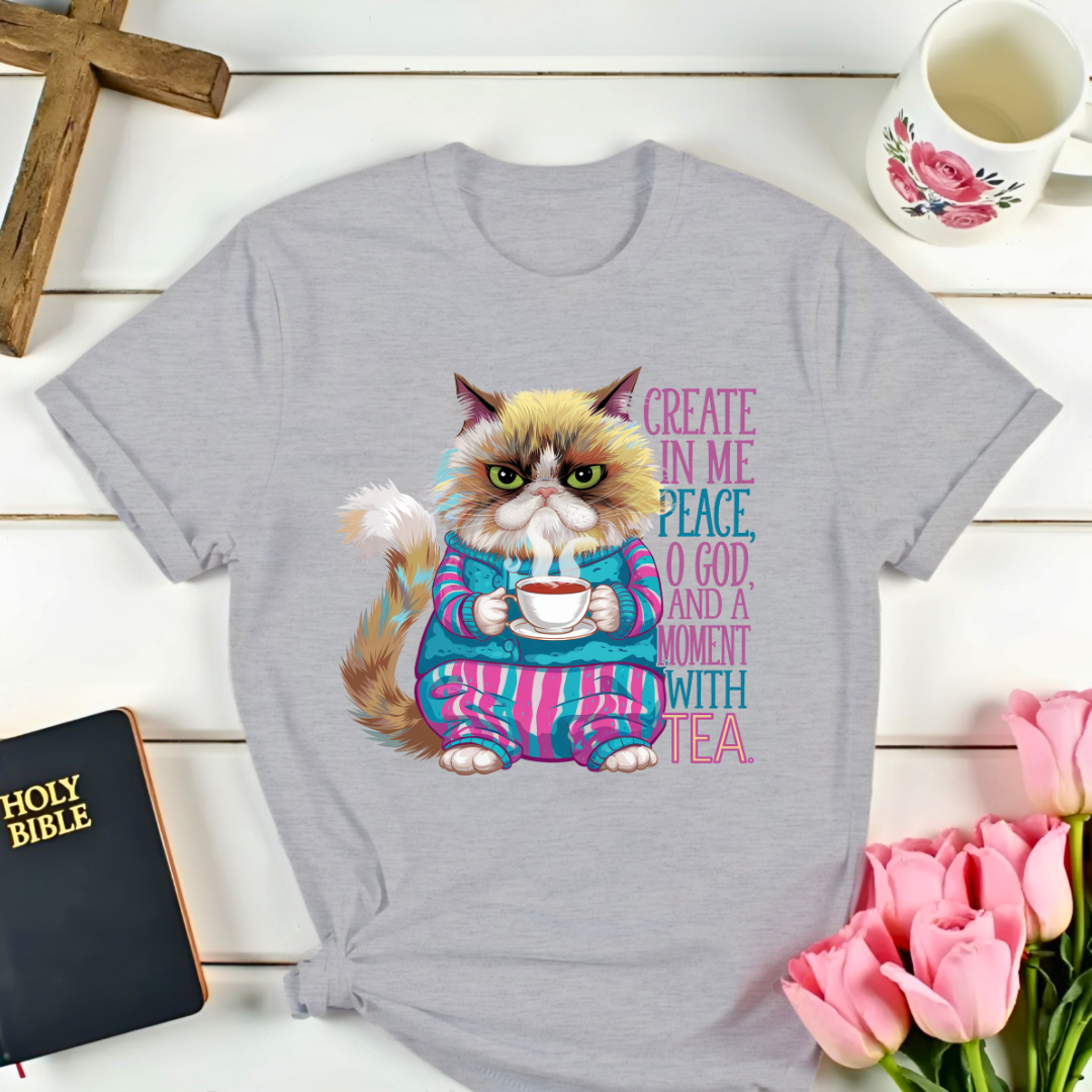 Peaceful Cat Tea T-Shirt