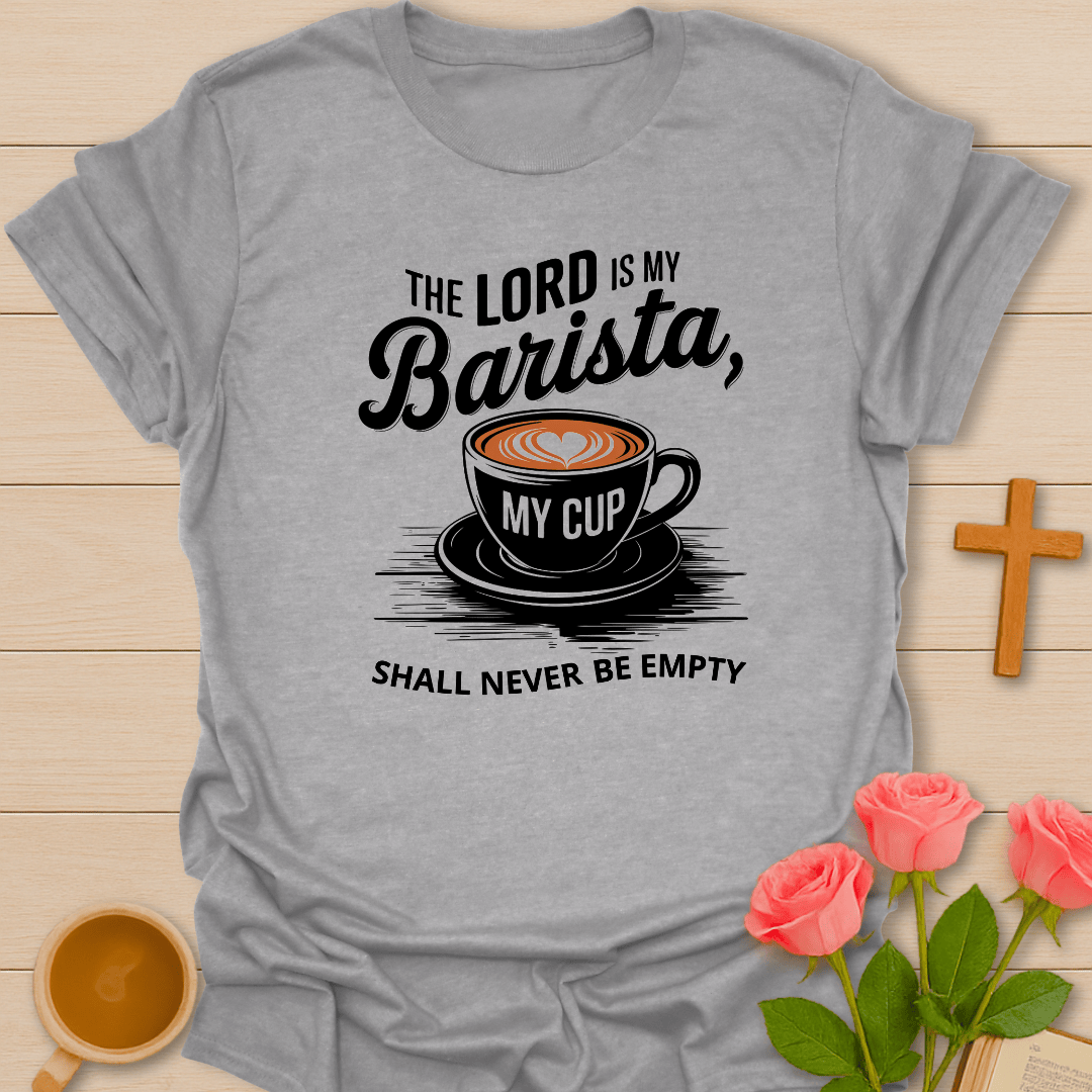Lord Is My Barista T-Shirt - Kozzy Co Sport Grey / S
