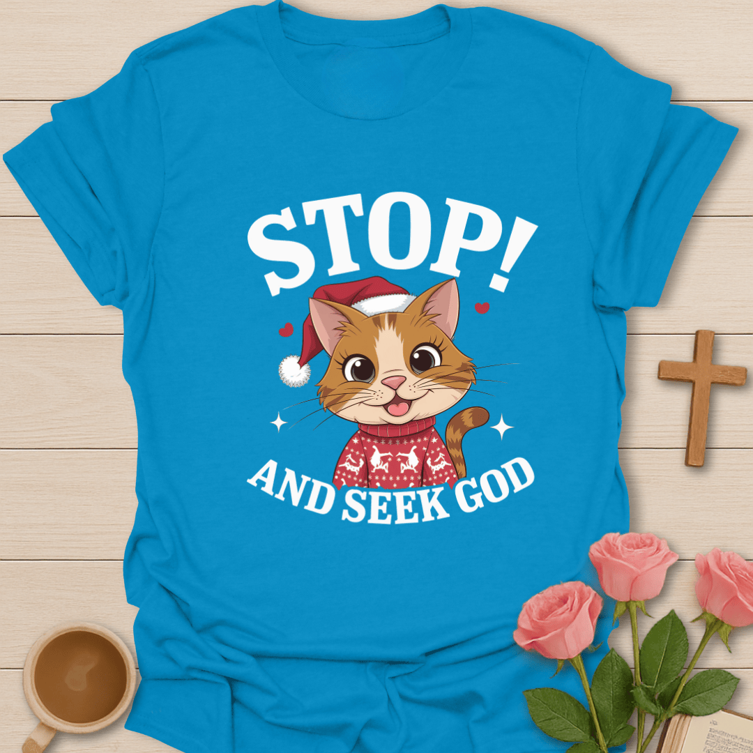 Stop & Seek God Cat T-Shirt