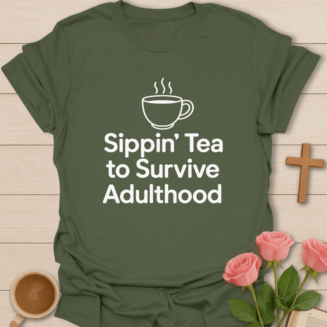 Surviving Adulthood T-Shirt - Kozzy Co Military Green / S