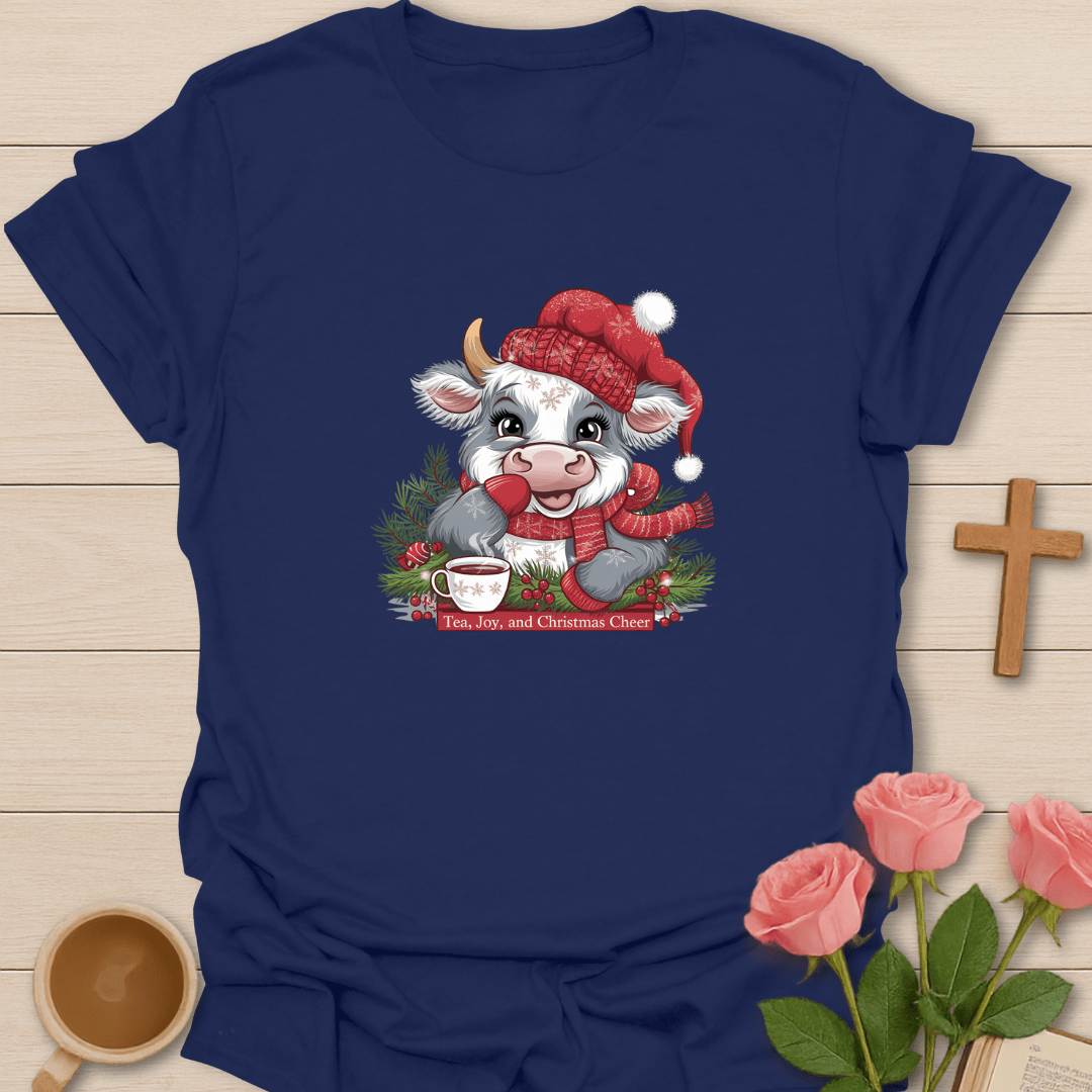 Tea, Joy & Christmas Cheer T-Shirt - Kozzy Co Navy / S