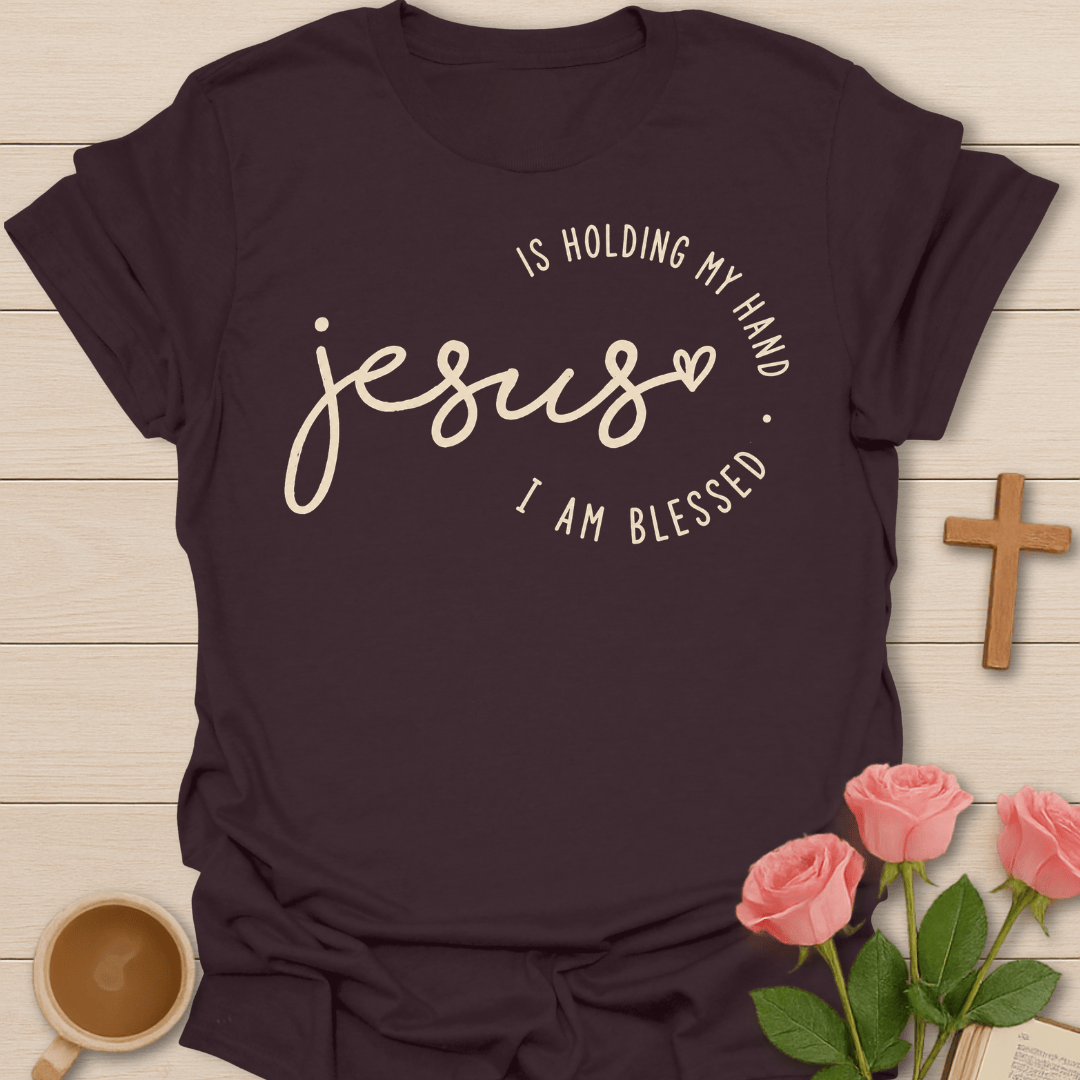 Jesus Holds My Hand T-Shirt KozzyCo Christian and tea lover design