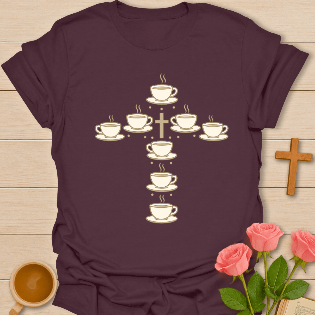 Christian Teacups Cross T-Shirt