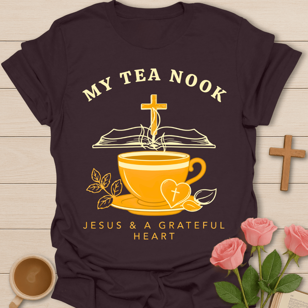 My Tea Nook Grateful Heart T-Shirt KozzyCo Christian and tea lover design