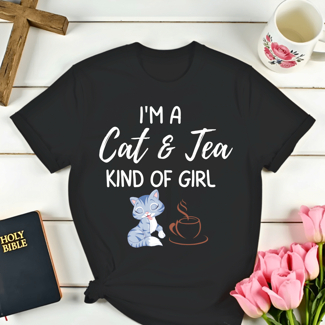 Cat & Tea Kind Of Girl T-Shirt - Kozzy Co