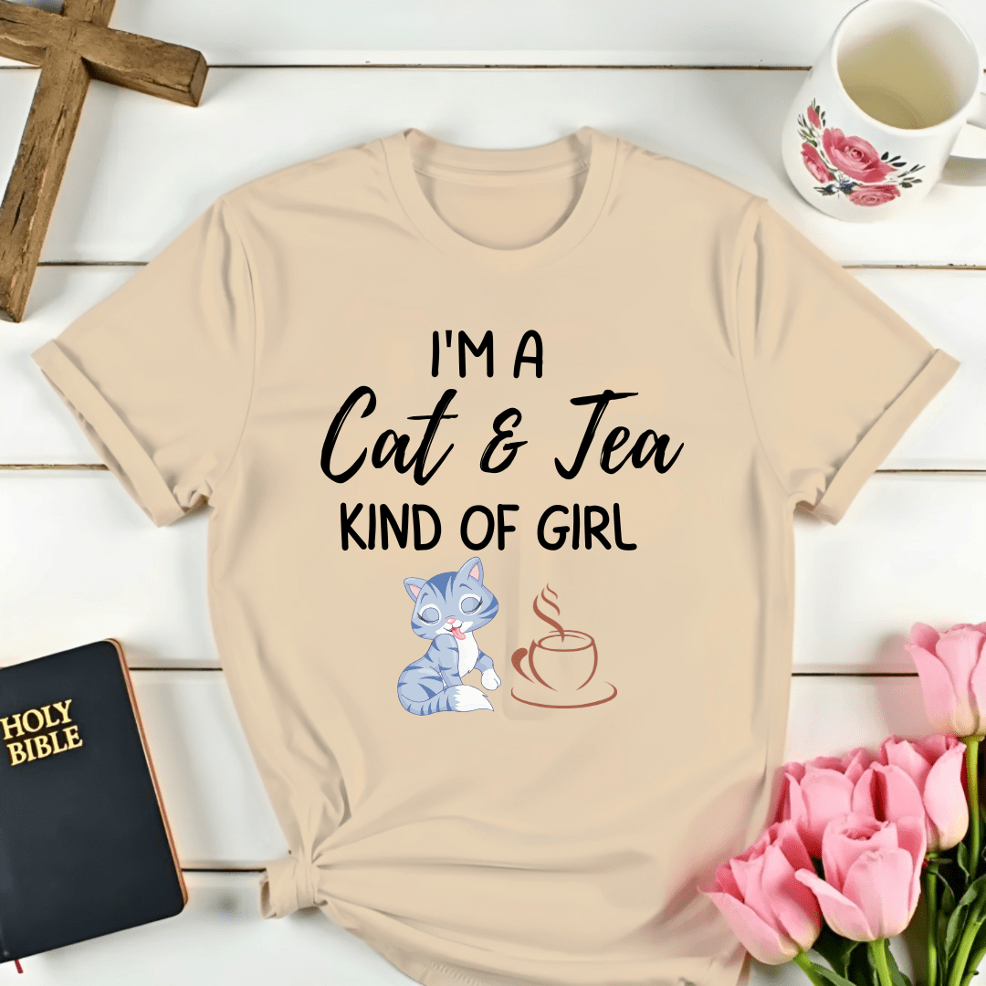 Cat & Tea Kind Of Girl T-Shirt - Kozzy Co