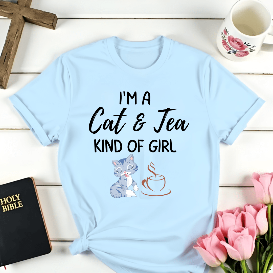 Cat & Tea Kind Of Girl T-Shirt - Kozzy Co