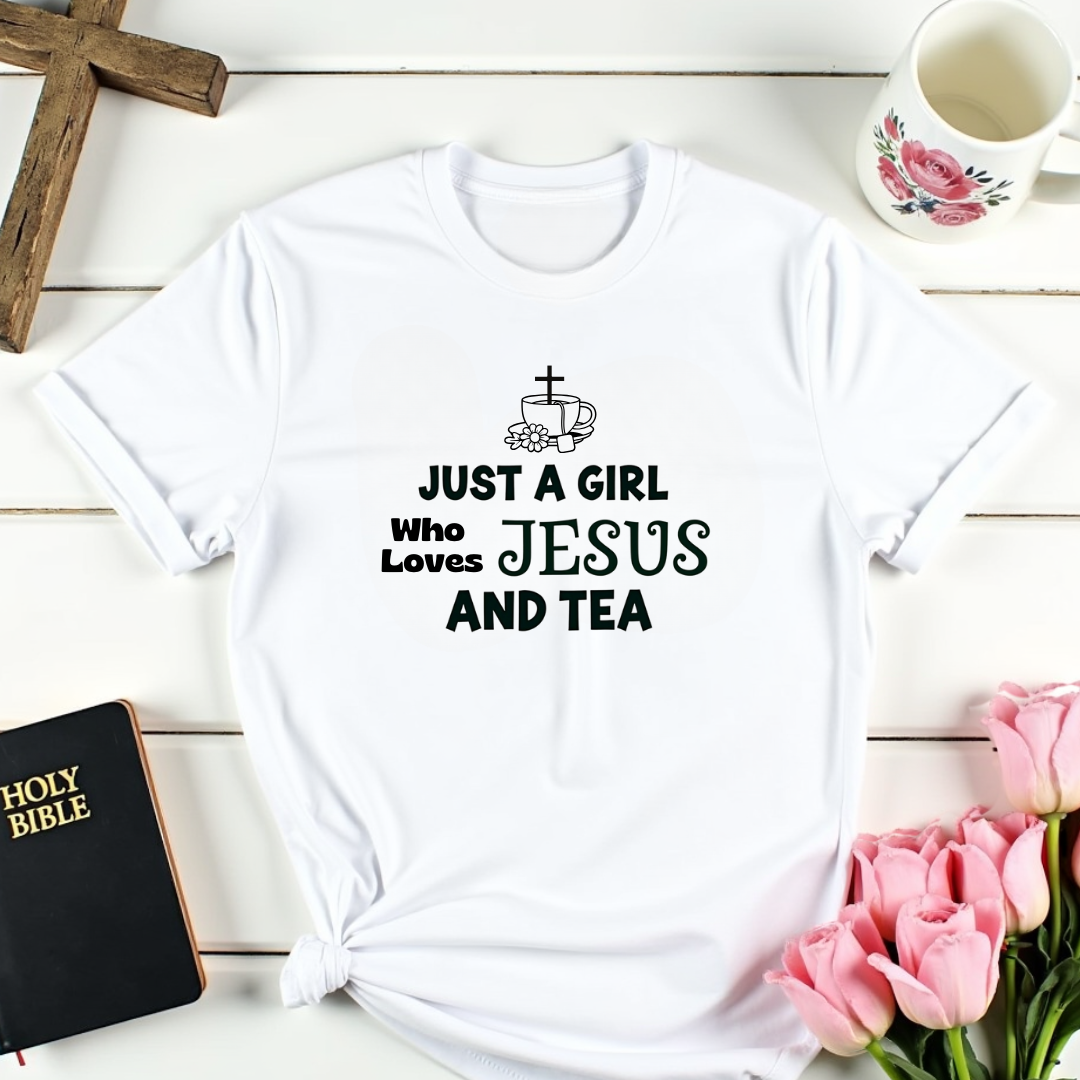 Girl Loving Jesus And Tea T-Shirt