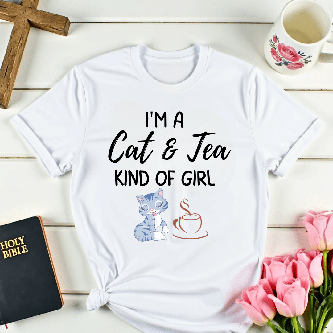Cat & Tea Kind Of Girl T-Shirt - Kozzy Co