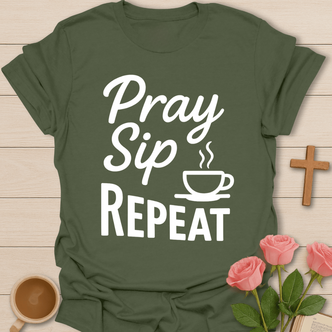 Pray Sip Repeat T-Shirt T-Shirt
