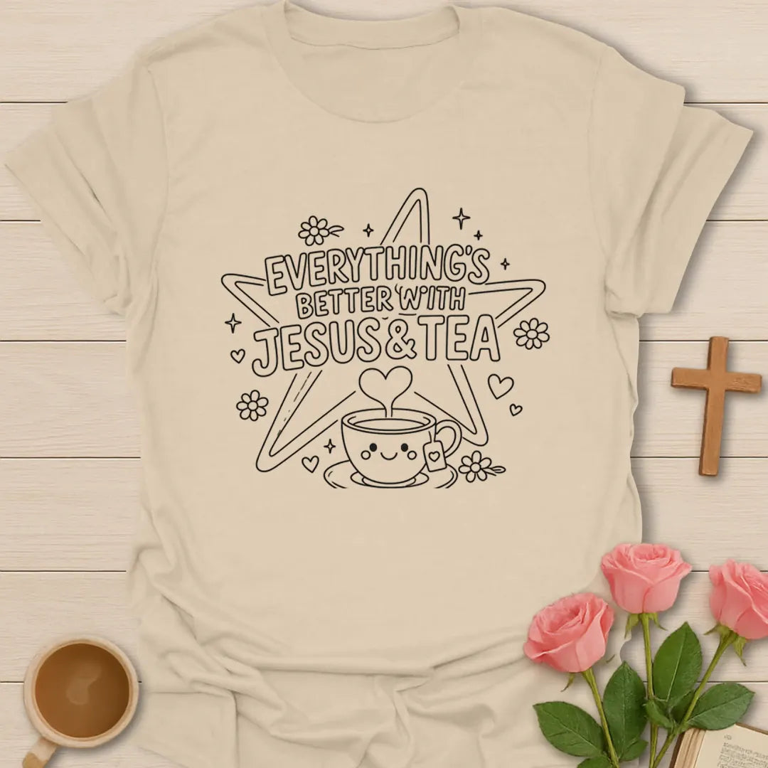 Better With Jesus Tea T-Shirt KozzyCo Christian and tea lover design