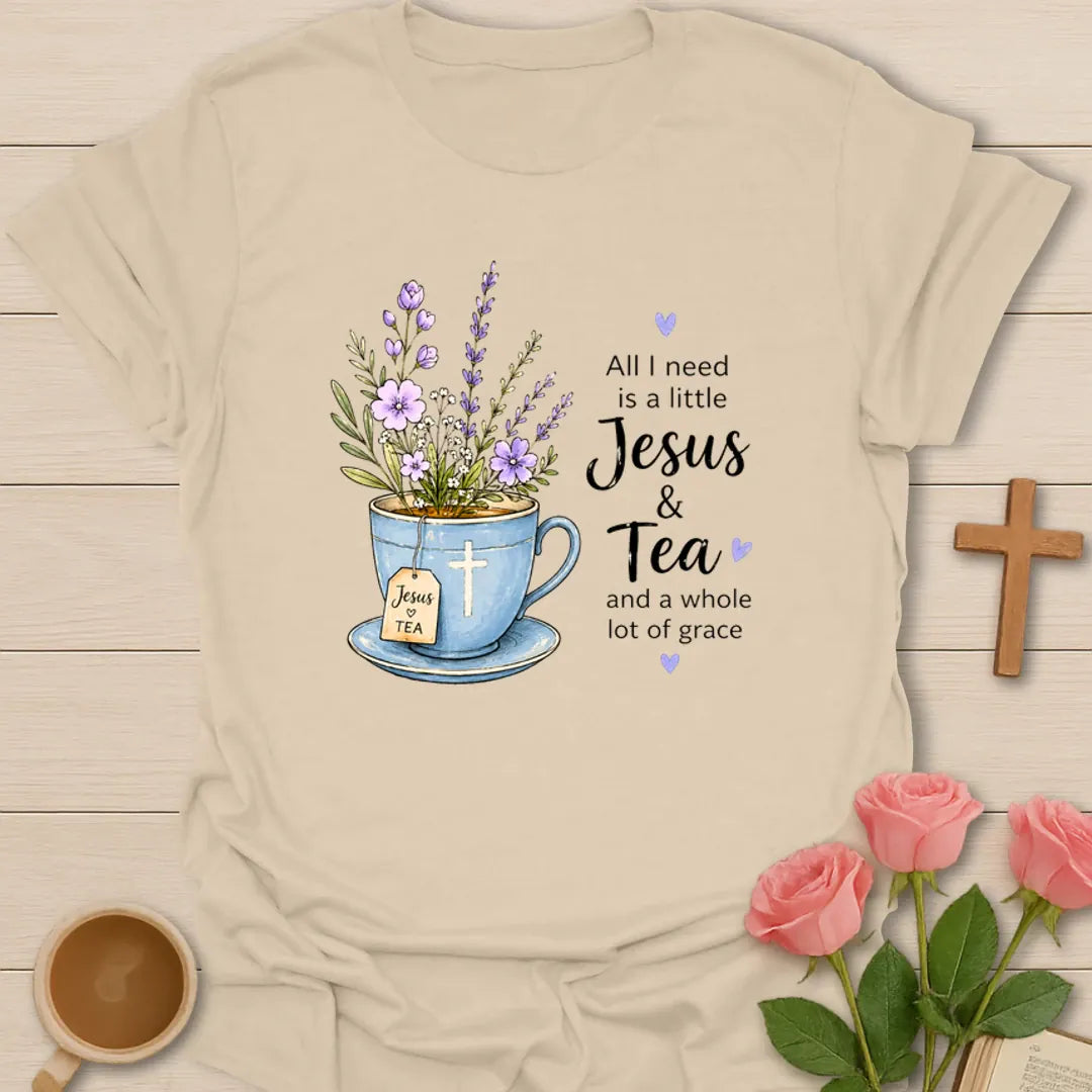 Jesus Tea and Grace T-Shirt KozzyCo Christian and tea lover design