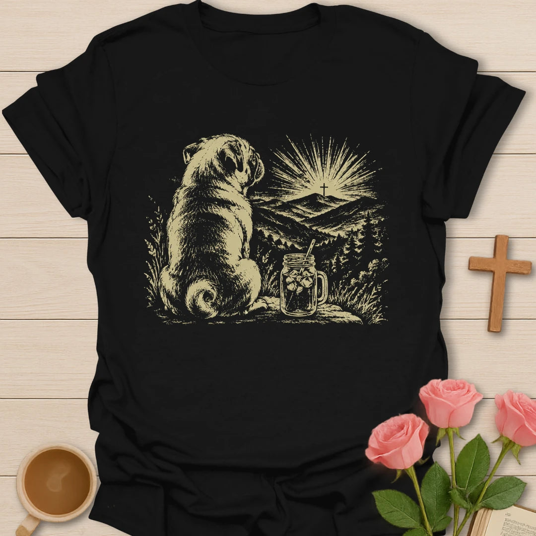 Lift Up Mine Eyes Christian shirt with Psalm 121 verse and faith-inspired design. - Black
