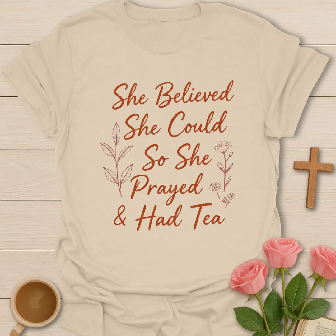 Prayed & Had Tea Christian T-Shirt KozzyCo Christian and tea lover design