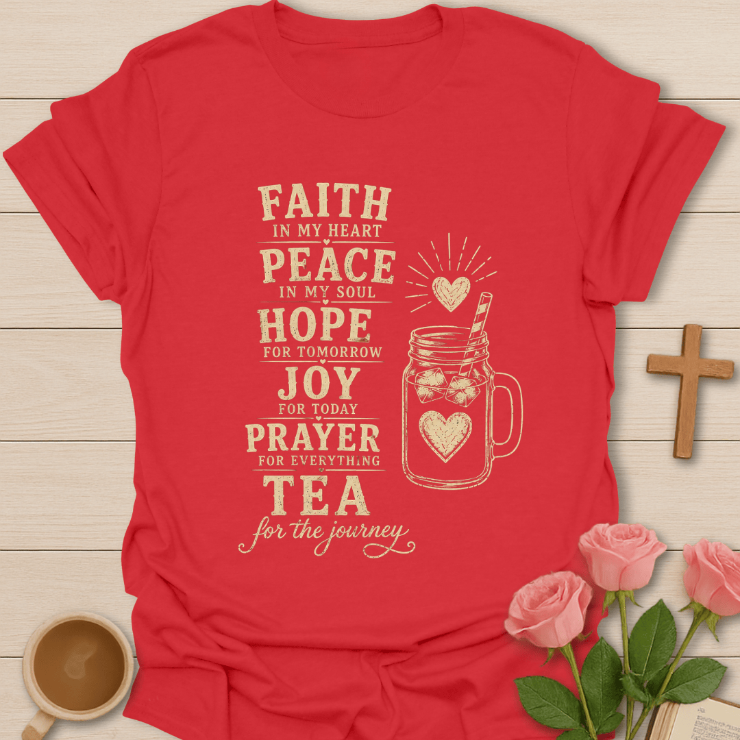 Tea Prayer Journey T-Shirt KozzyCo Christian and tea lover design