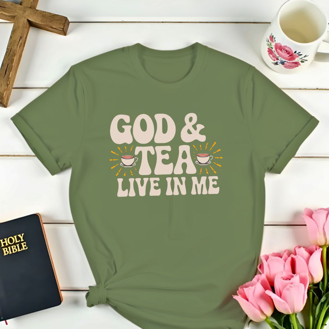 God & Tea Live in Me T-Shirt - Teacups