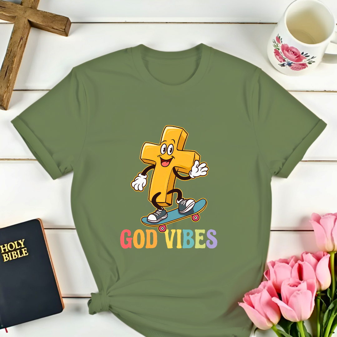 God Vibes Skating Cross T-Shirt