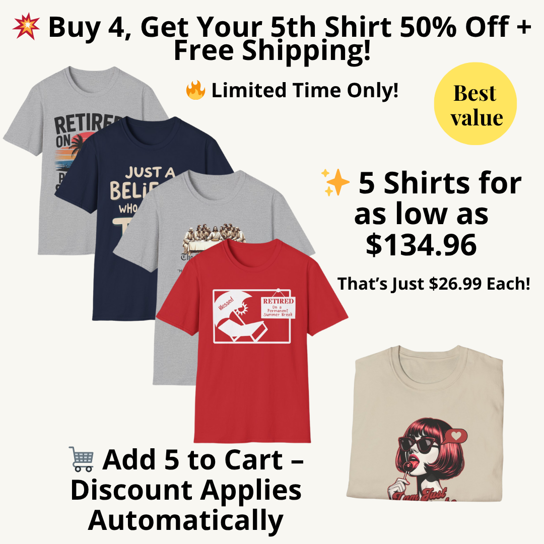 5-Shirt Bundle – Get 50% Off Your 5th Tee