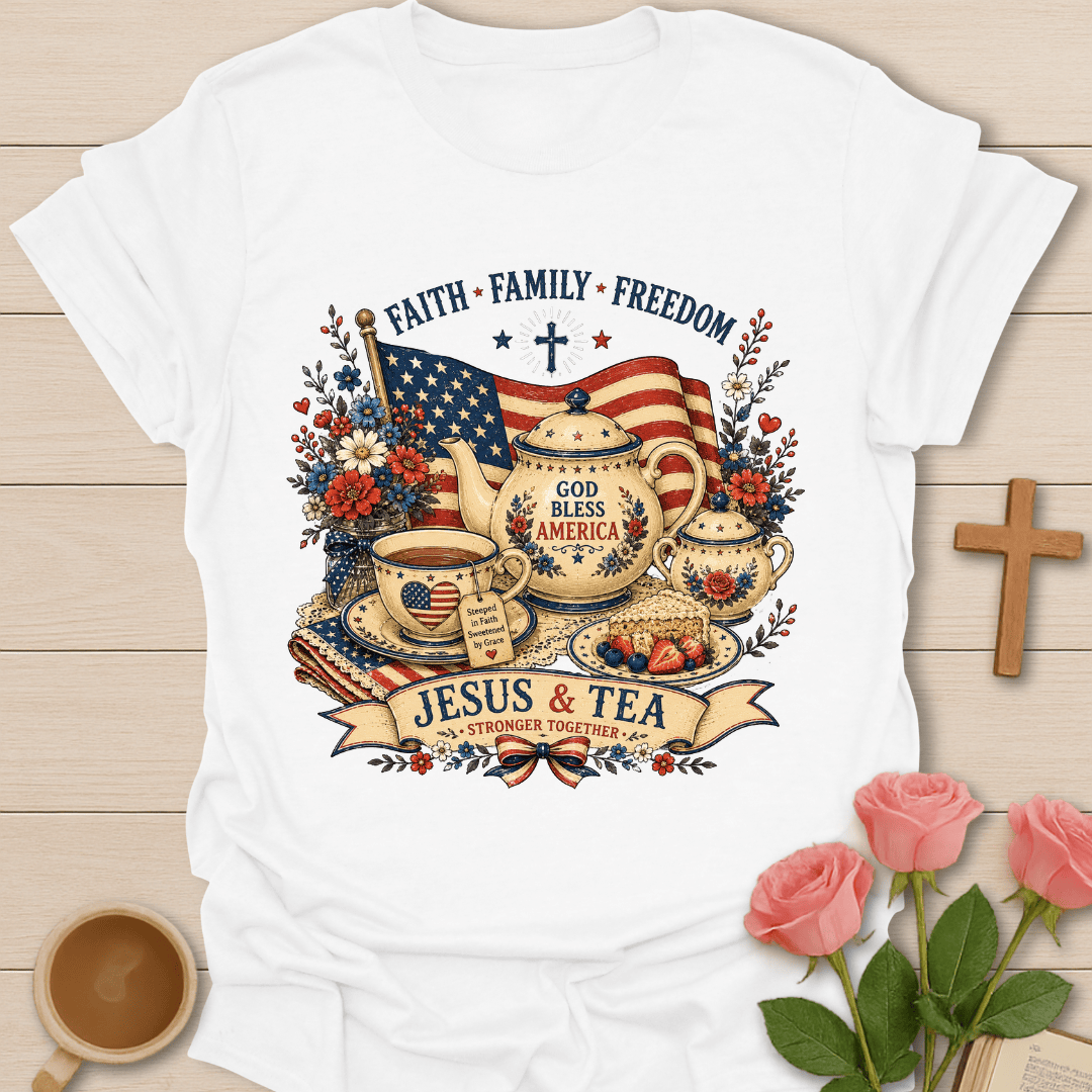 Patriotic Jesus Tea T-Shirt T-Shirt