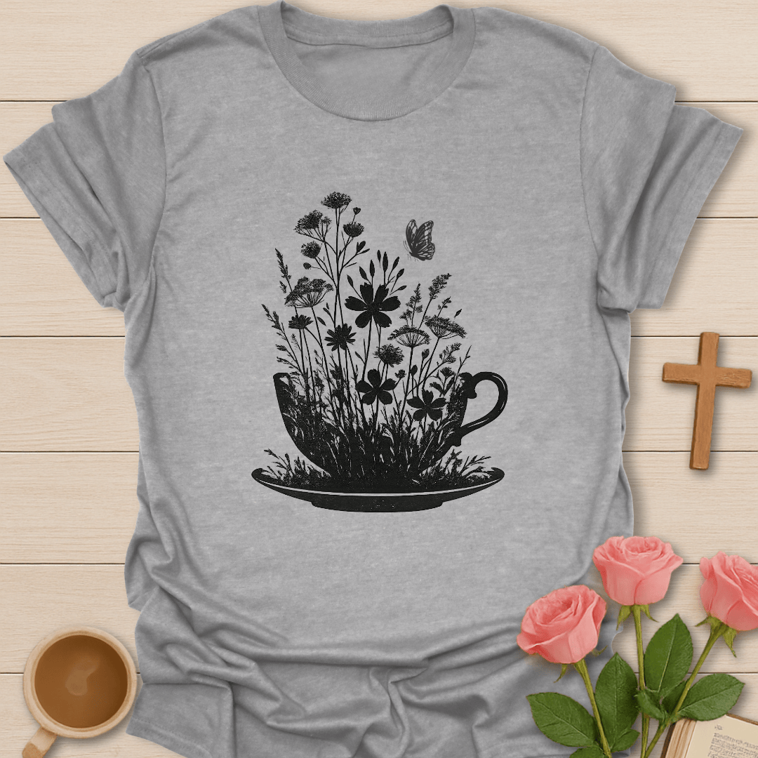 Floral Tea Cup T-Shirt T-Shirt