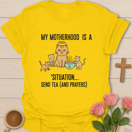 Faith & Motherhood Cat Tea T-Shirt T-Shirt