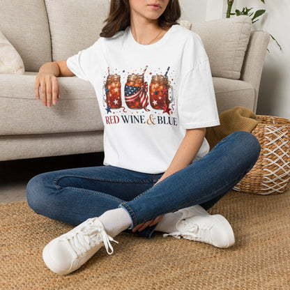 Red Wine and Blue Patriotic T-Shirt KozzyCo Christian and tea lover design