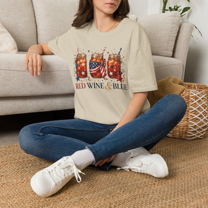 Red Wine and Blue Patriotic T-Shirt KozzyCo Christian and tea lover design