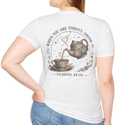 Faux Patchwork Thirsty Drink T-Shirt - Back T-Shirt