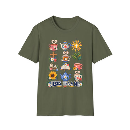 Retro Christian tea lover shirt with vintage-style lettering and faith-inspired design.
