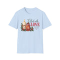 Filled With Love Advent Christian tea t-shirt with festive lettering and faith-inspired design. - Light Blue