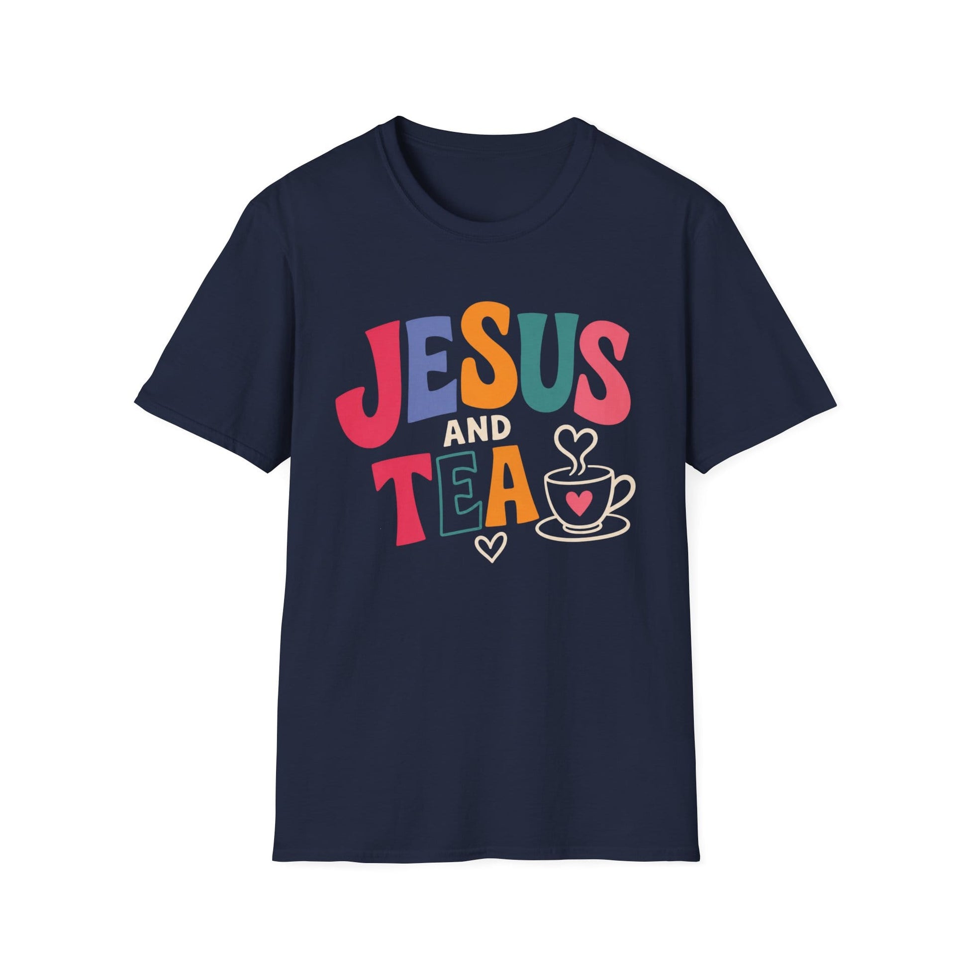 Jesus and Tea shirt with heart artwork and faith-inspired lettering.