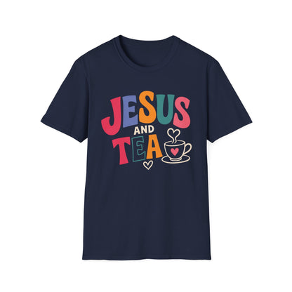 Jesus and Tea shirt with heart artwork and faith-inspired lettering.