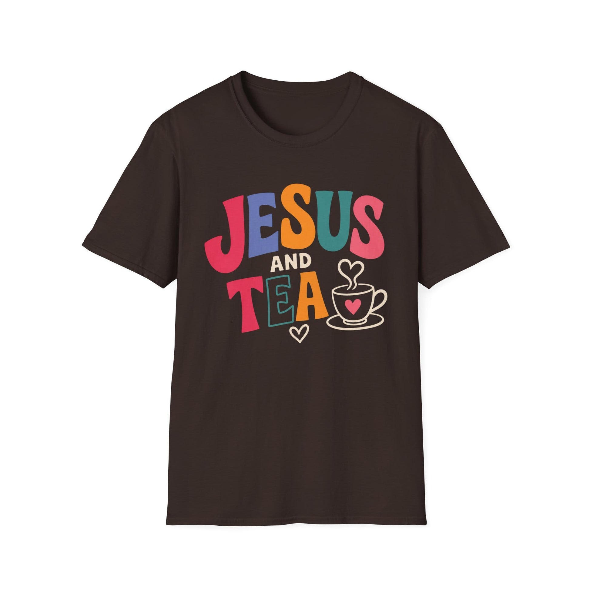 Jesus and Tea shirt with heart artwork and faith-inspired lettering.