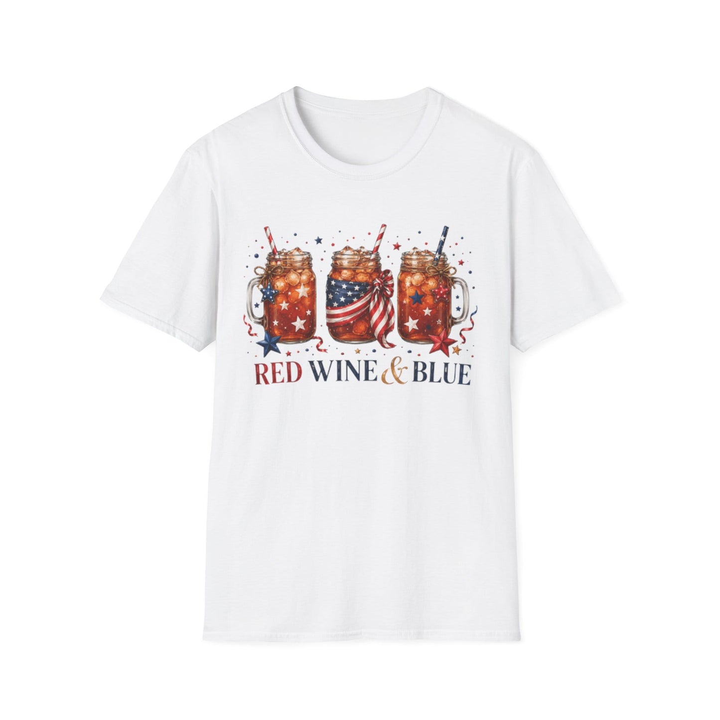 Red Wine and Blue Patriotic T-Shirt KozzyCo Christian and tea lover design