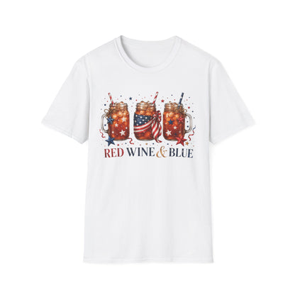 Red Wine and Blue Patriotic T-Shirt KozzyCo Christian and tea lover design