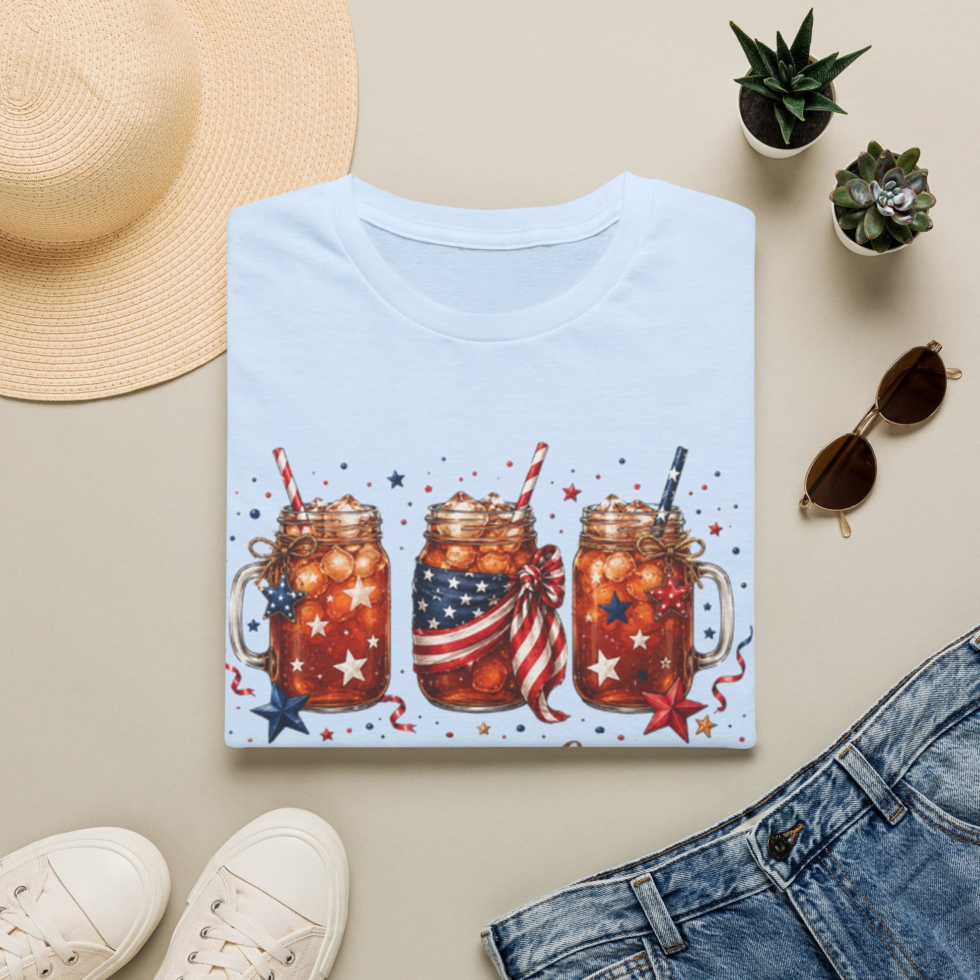 Red Wine and Blue Patriotic T-Shirt KozzyCo Christian and tea lover design