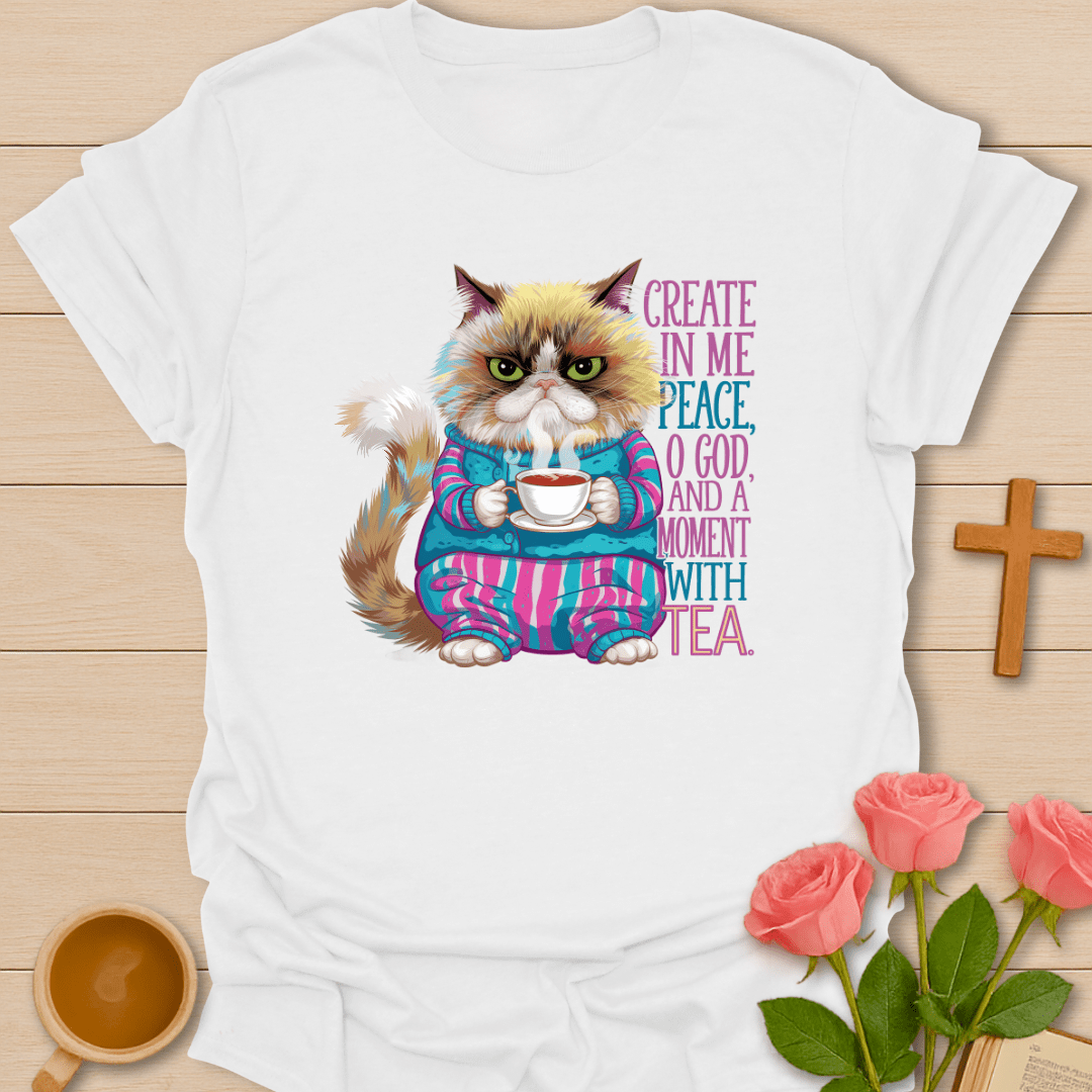 Peaceful Cat Tea T-Shirt T-Shirt