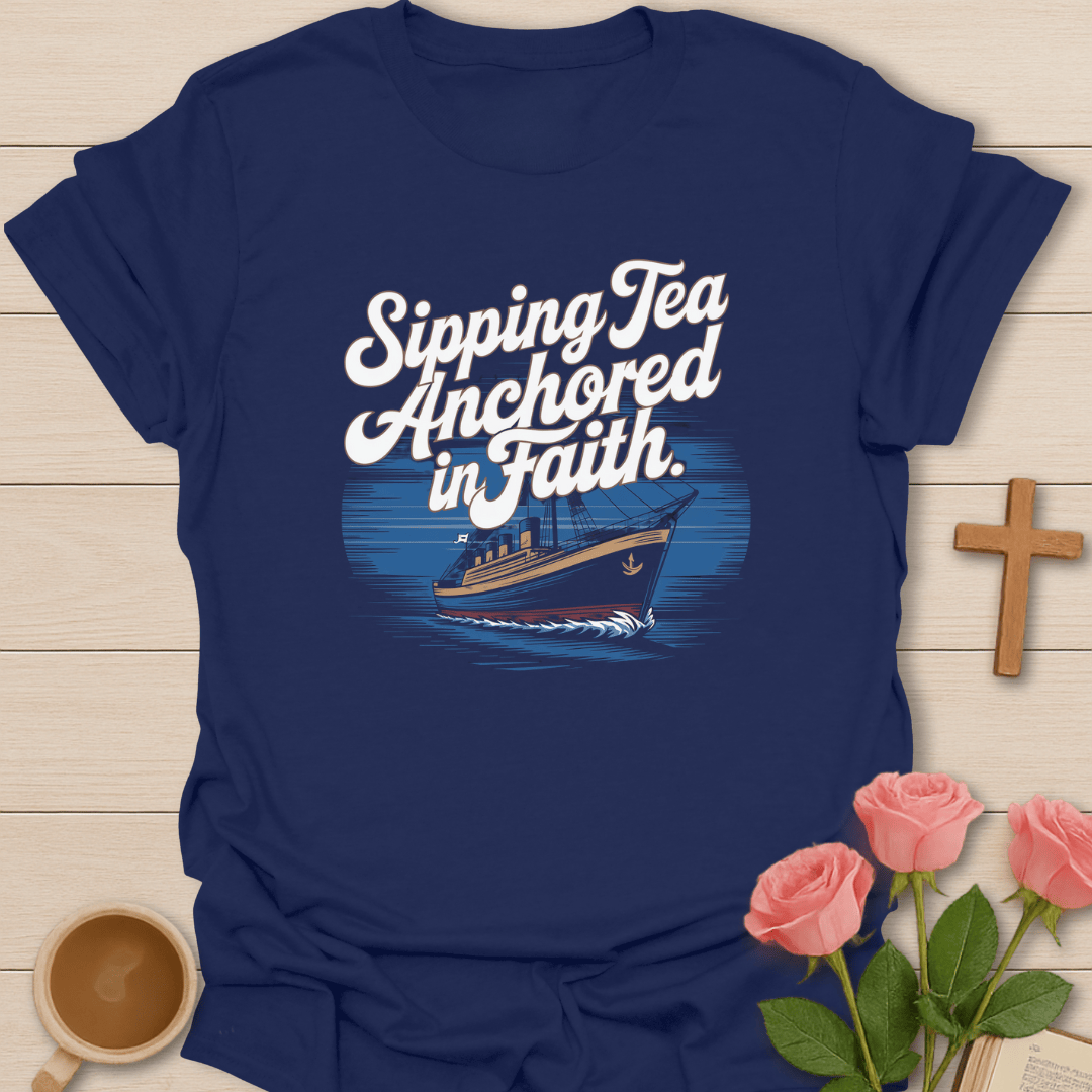 Sipping Tea Faith Anchor T-Shirt T-Shirt