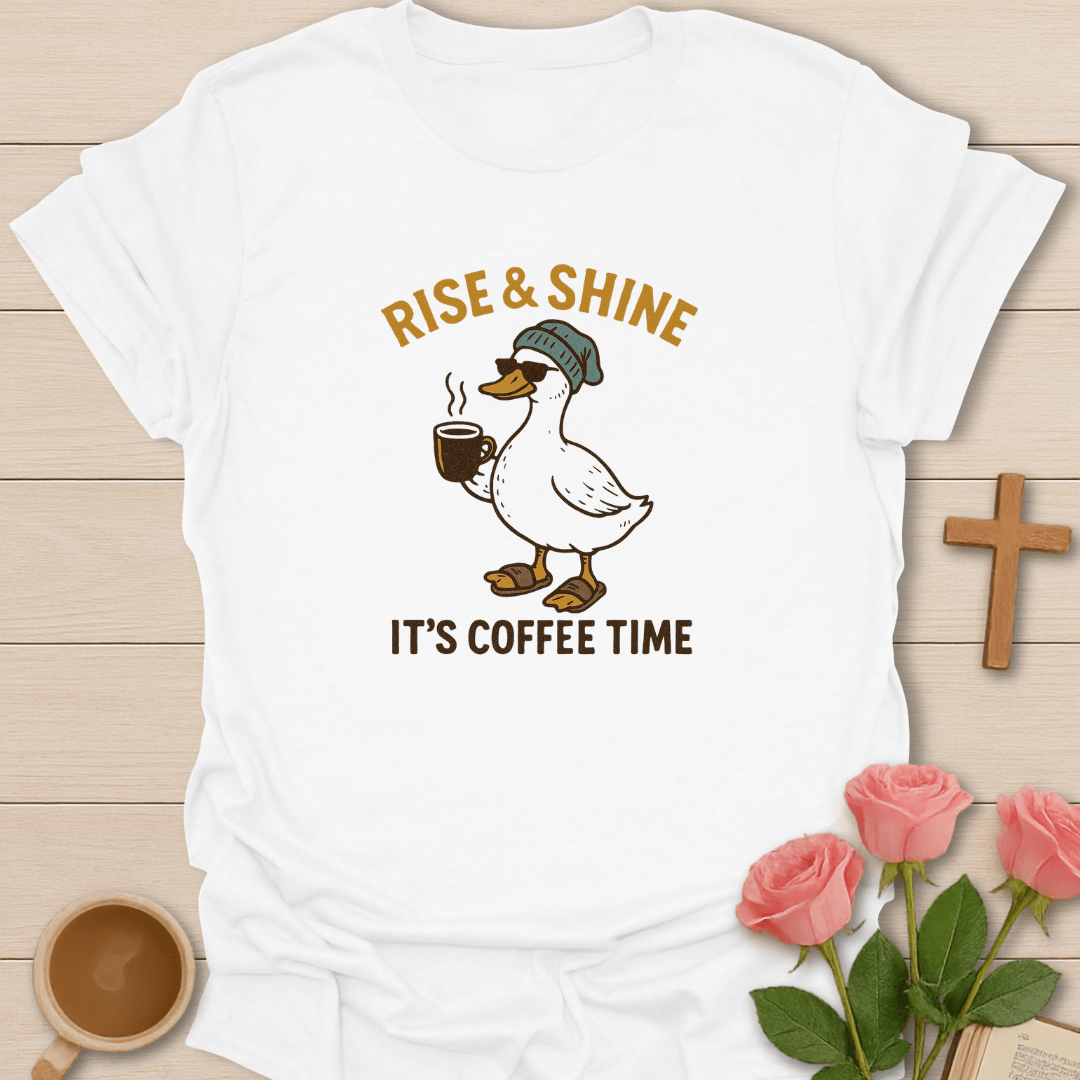 Duck Coffee Time T-Shirt - Kozzy Co White / S
