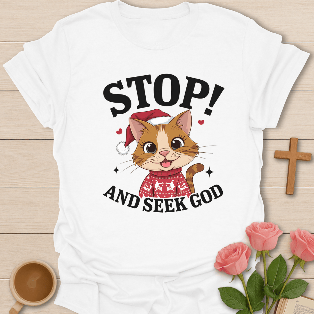 Stop & Seek God Cat T-Shirt