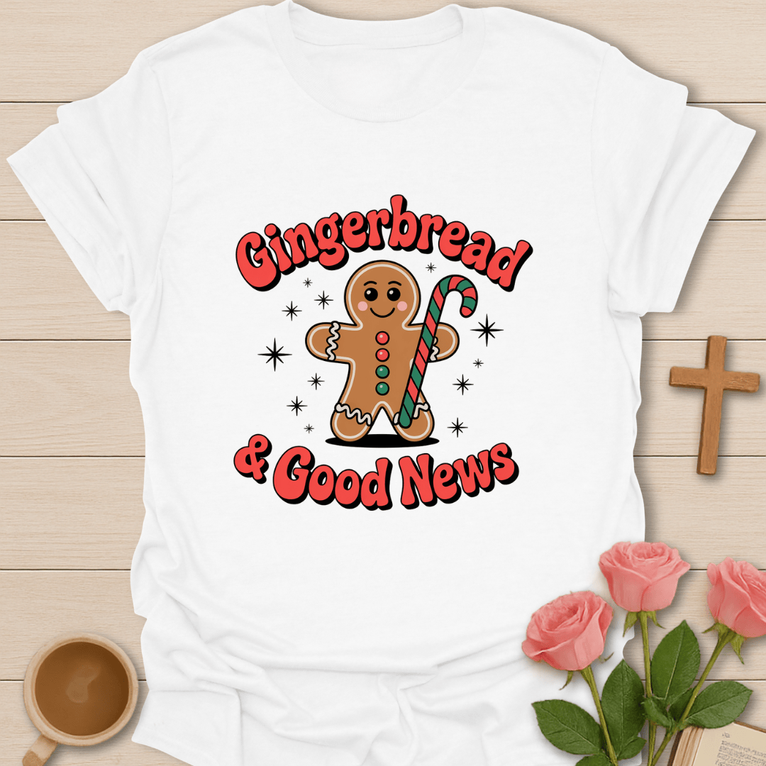 Gingerbread & Good News T-Shirt - Kozzy Co White / S