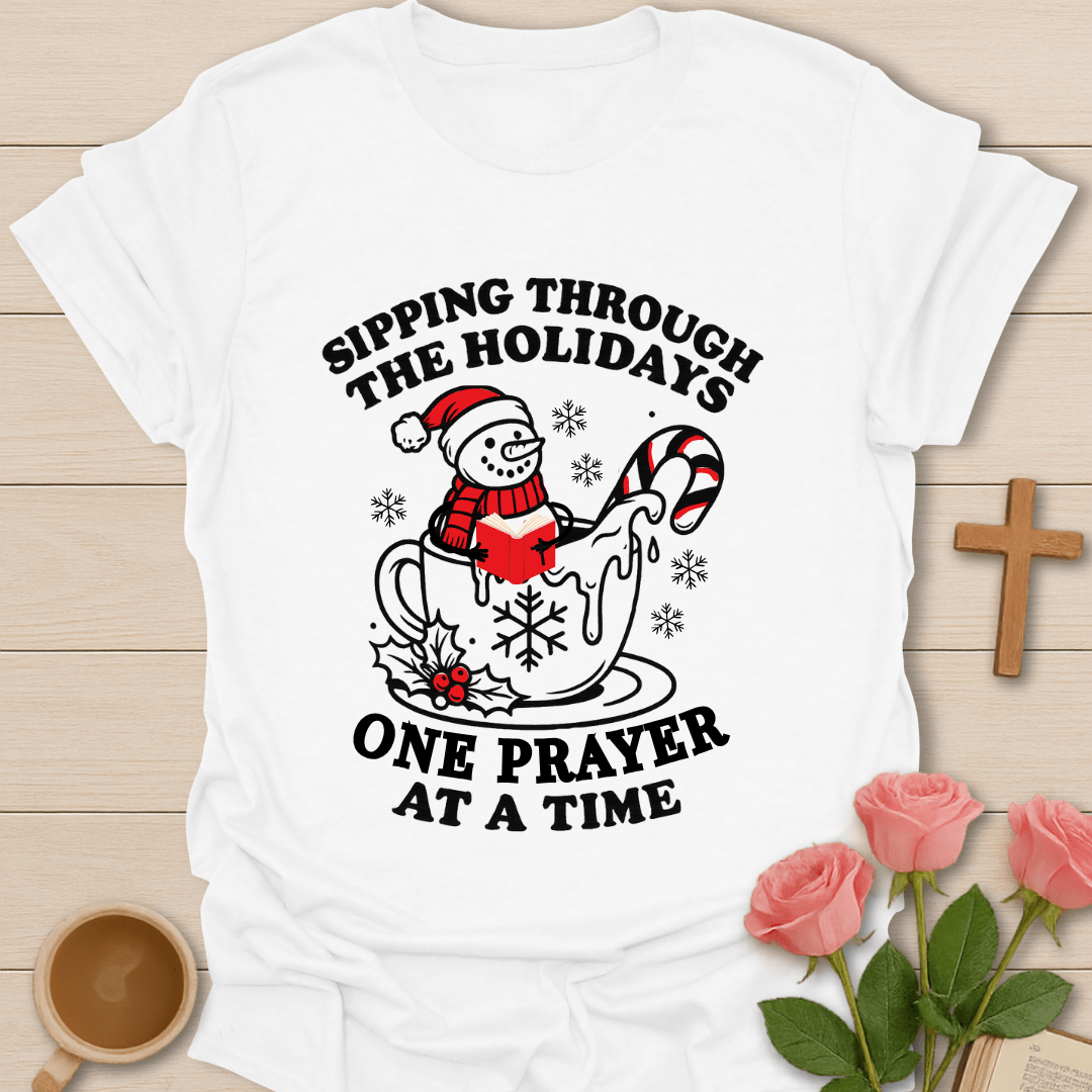 Snowman Christmas Prayer T-Shirt - Kozzy Co White / S