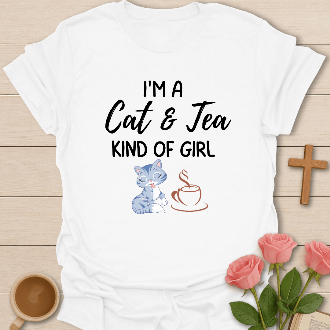 Cat & Tea Kind Of Girl T-Shirt