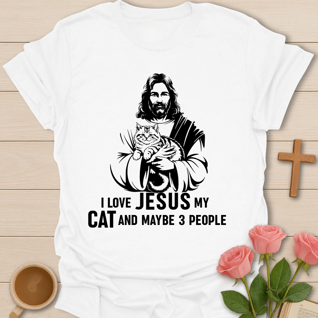 Jesus, Cat And Maybe 3 People T-Shirt